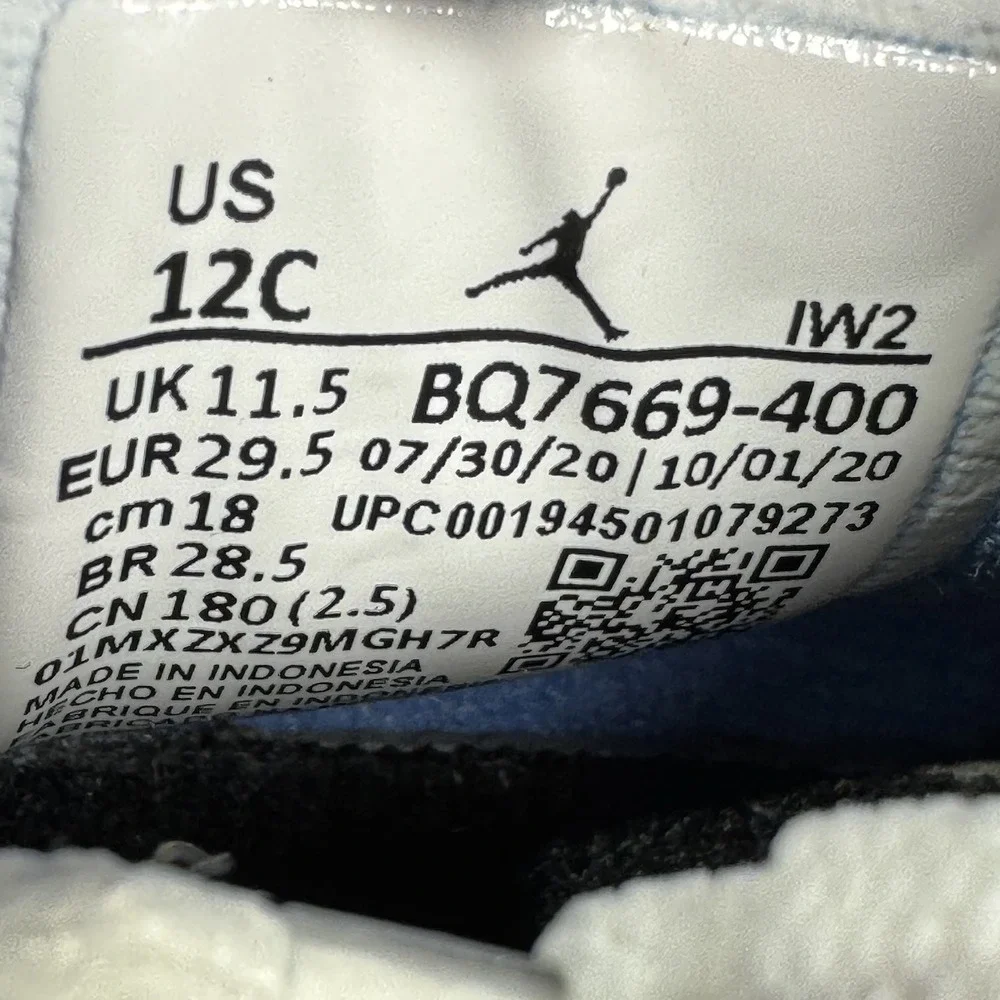 Jordan 4 Retro University Blue TD Toddler Shoes BQ7669-400 Size 12C‎